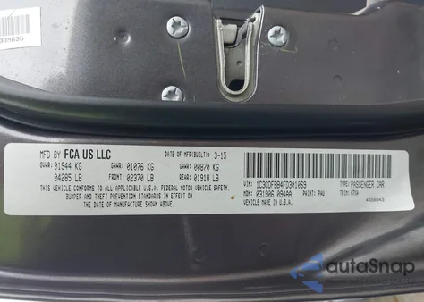 2015 Dodge Dart Sxt z USA, uszkodzony, nr VIN 1C3CDFBB4FD301069